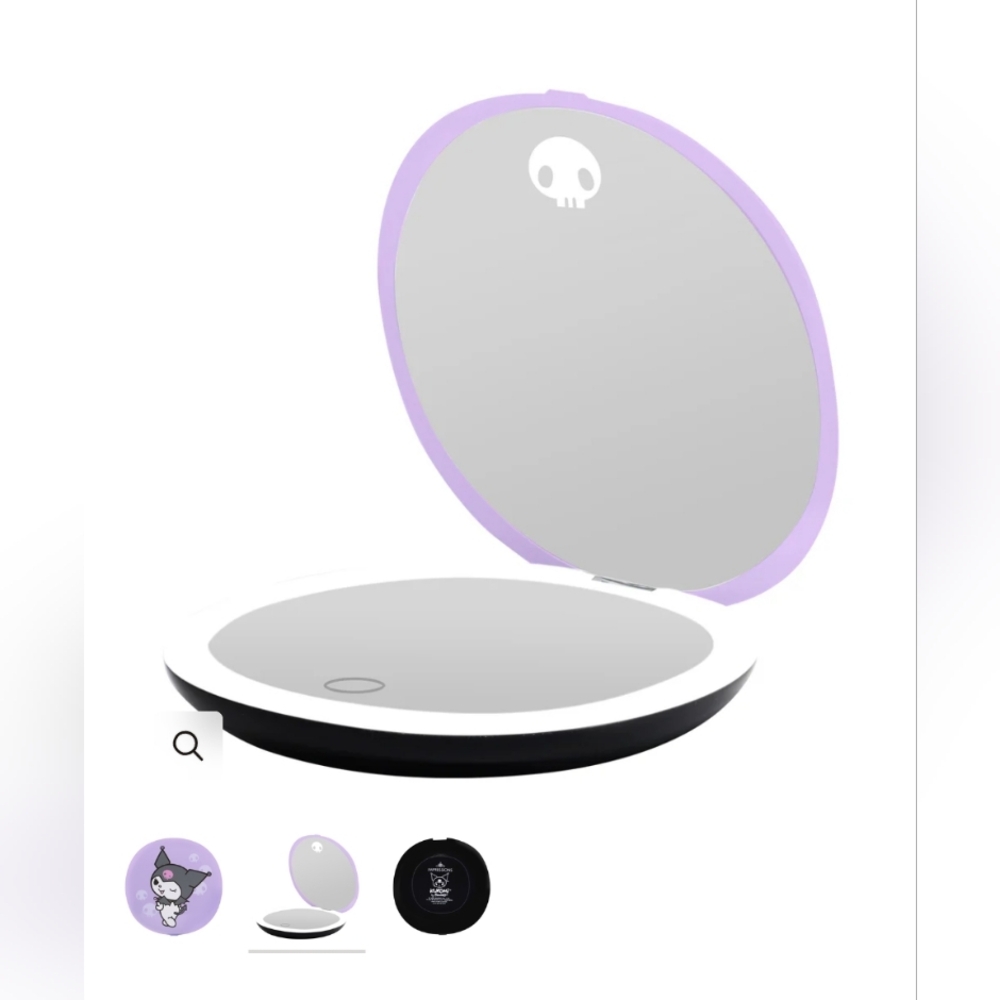 💜 NEW! Sanrio Impressions Kuromi Compact Round LED Mirror 3x Magnified Top